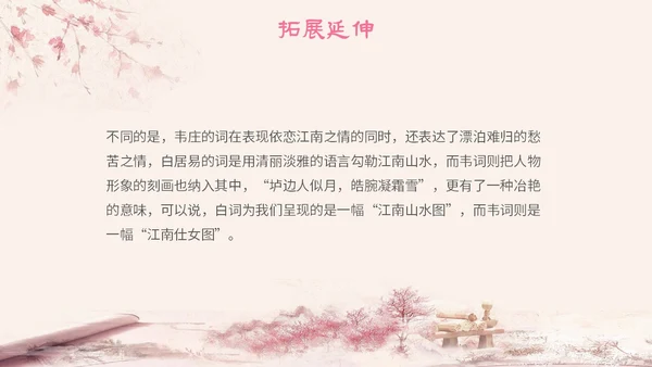 粉色中国风古风简约语文说课菩萨蛮主题PPT模板