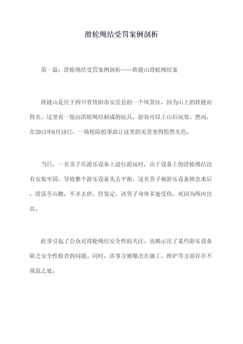 滑轮绳结受罚案例剖析