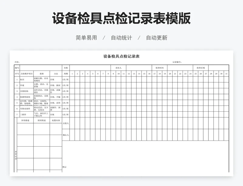 设备检具点检记录表模版