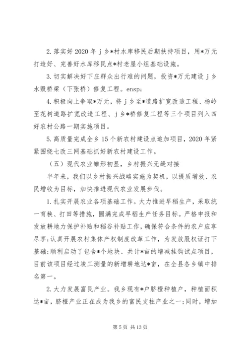 乡镇某年上半年工作总结和下半年工作打算.docx