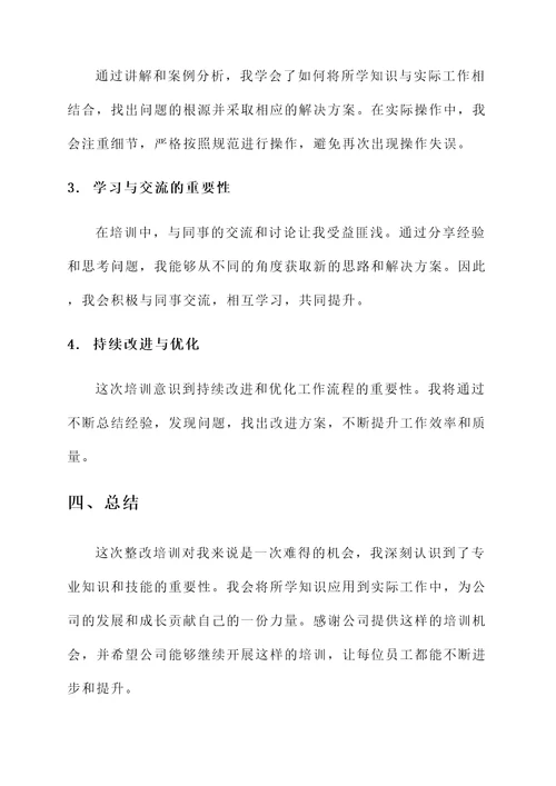 公司内部整改培训心得