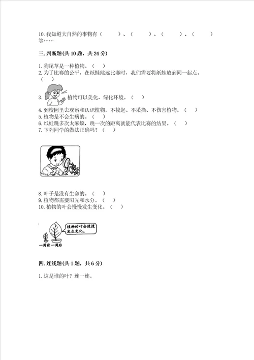 教科版科学一年级上册期末测试卷含完整答案历年真题