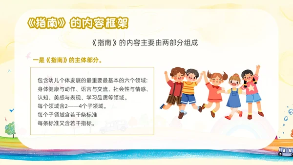 黄色卡通风3到6岁儿童学习与发展指南培训ppt课件指南解读