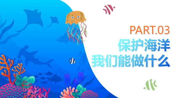 蓝色手绘渐变世界海洋日科普班会PPT模板
