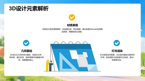 蓝色3D风学习成果PPT