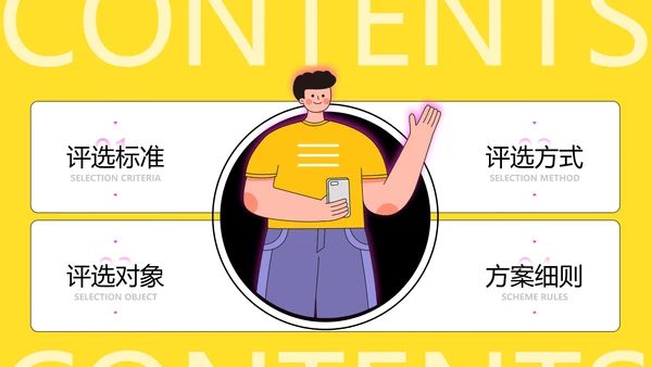 黄色插画扁平风评优评先方案PPT