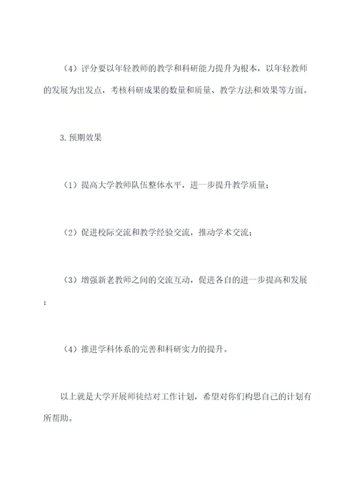 大学开展师徒结对工作计划