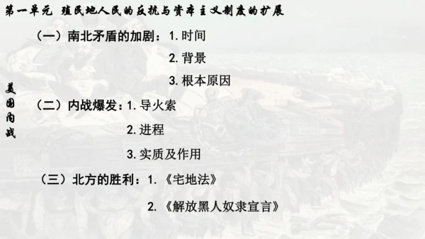 第一单元 殖民地人民的反抗与资本主义制度的扩展  单元复习课件