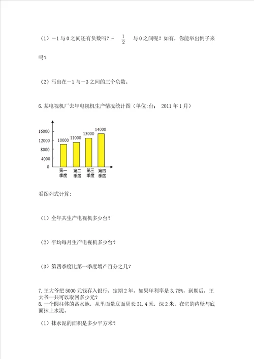 小学数学六年级下册期末必刷易错题必刷