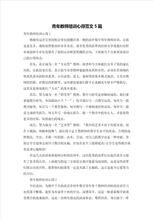 青年教师培训心得范文5篇