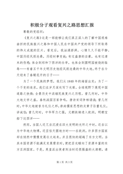 积极分子观看复兴之路思想汇报.docx