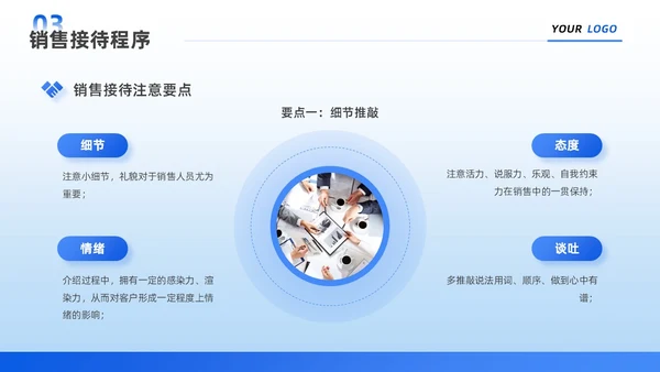蓝色简约商务风企业宣传销售工作中的成功故事团队培训PPT销售销售经验分享