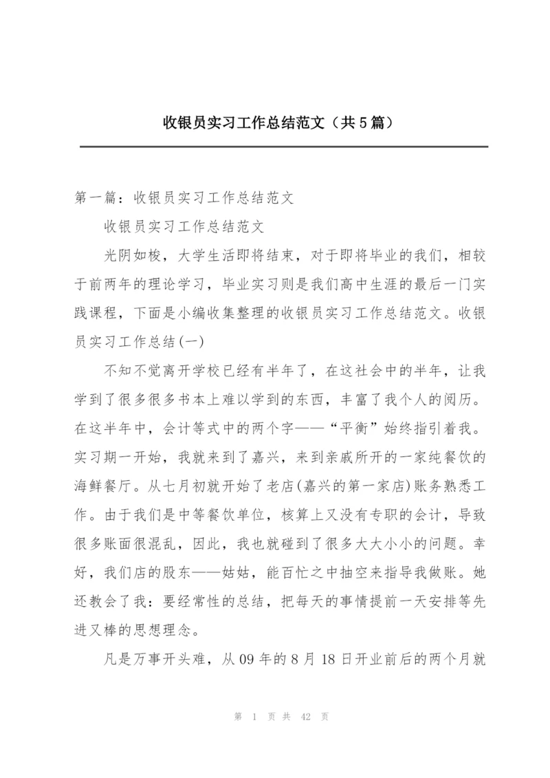 收银员实习工作总结范文（共5篇）.docx
