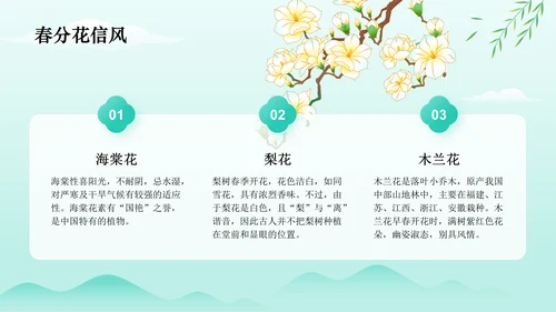 绿色水墨风春分传统习俗与节气变化PPT模板