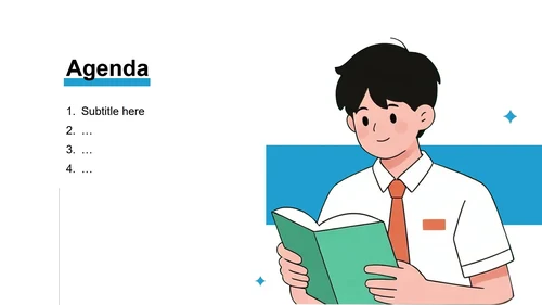 蓝色简约手绘风校园学生会纳新部门介绍PPT主题模板