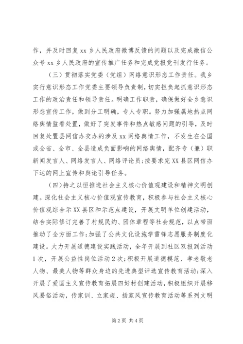 乡镇XX年意识形态工作自查报告.docx