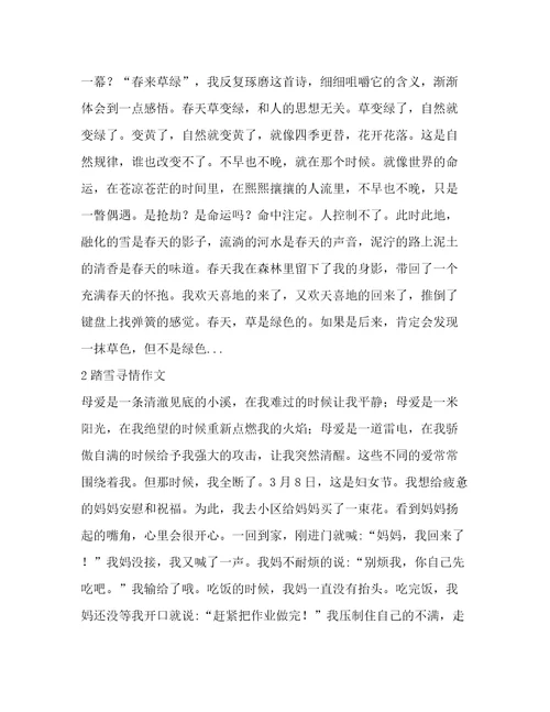 踏雪寻情作文(精华8篇)