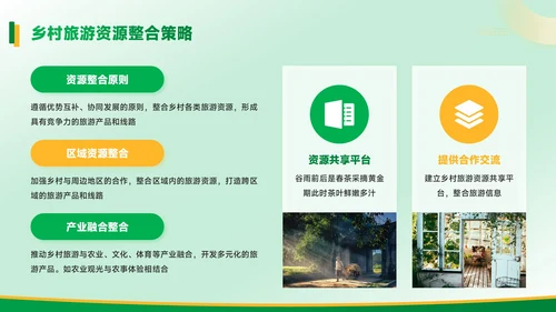 黄绿色质感风乡村振兴中的旅游开发PPT模板