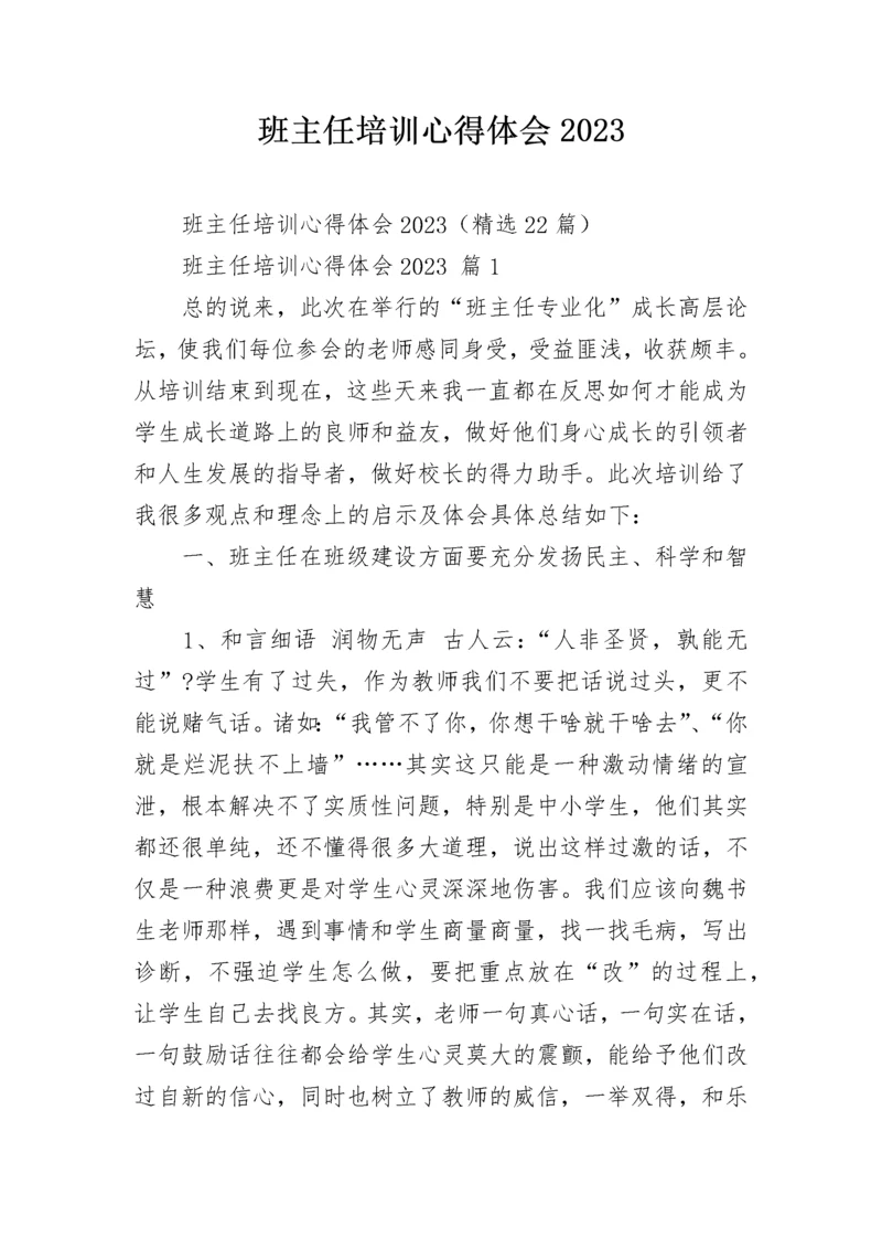 班主任培训心得体会2023.docx