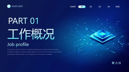 高级商务科技风芯片PPT模板