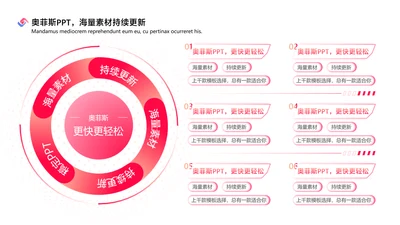 商务风红色循环关系并列关系多项PPT