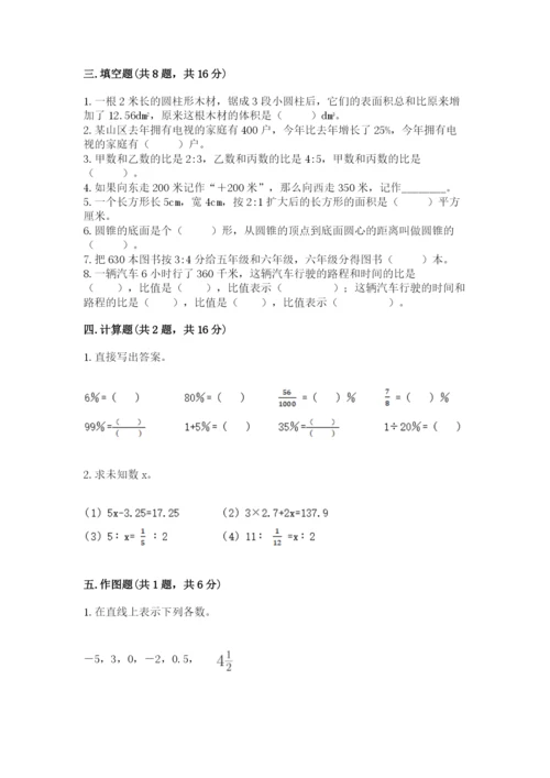 保定市定兴县六年级下册数学期末测试卷精选.docx