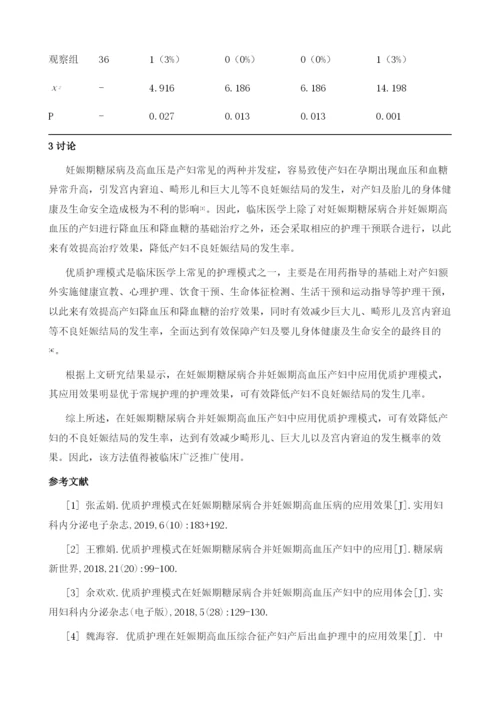 优质护理模式在妊娠期糖尿病合并妊娠期高血压产妇中的应用.docx