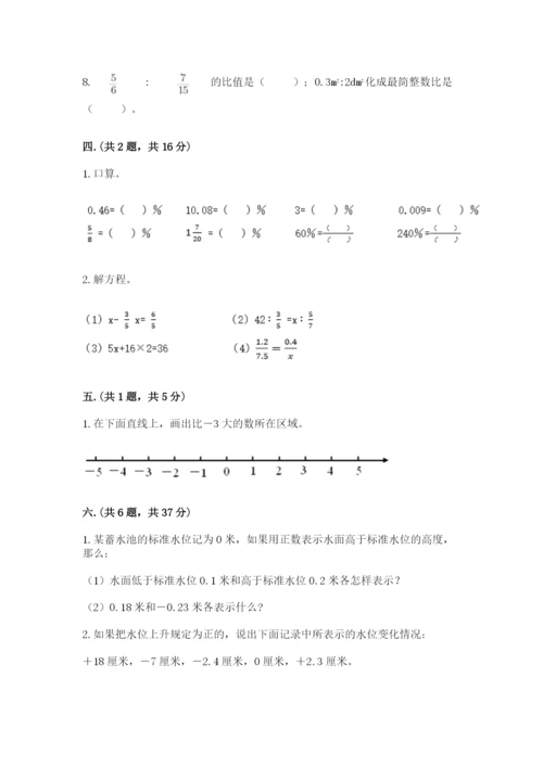 河南省平顶山市六年级下册数学期末考试试卷必考题.docx