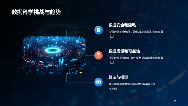 蓝色创意酷炫数据科学再数据服务中的应用PPT模板