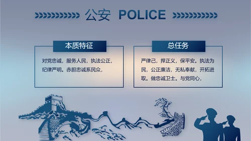 蓝色公安年终工作总结新年计划PPT