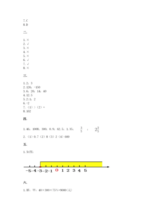 实用小学数学青岛版六年级下册期末测试卷附参考答案（完整版）.docx