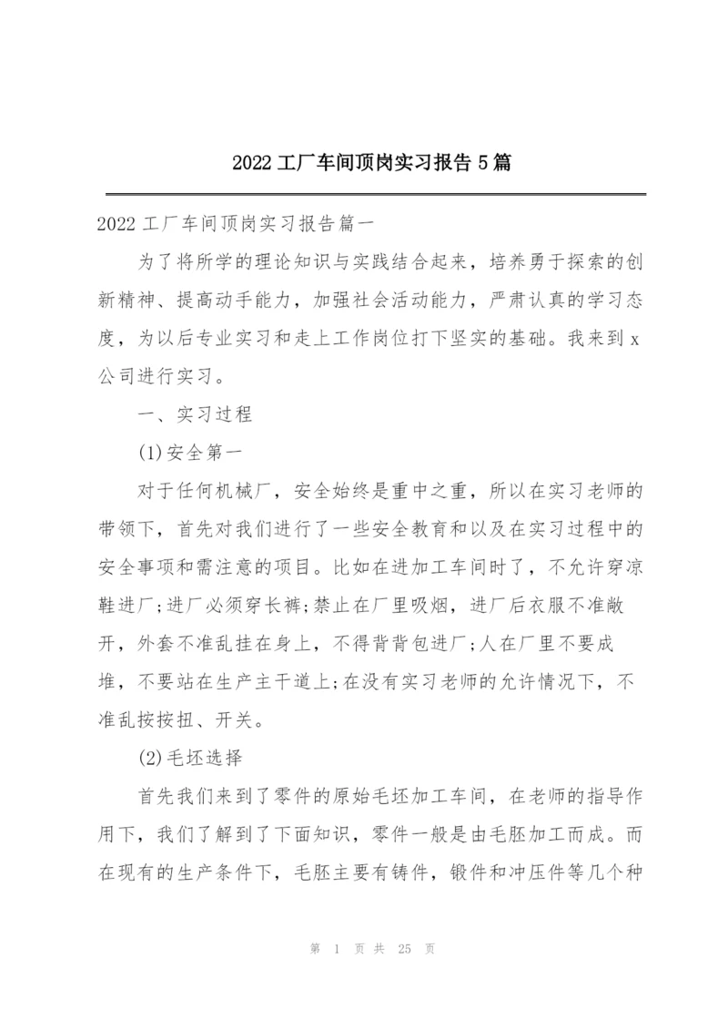 2022工厂车间顶岗实习报告5篇.docx