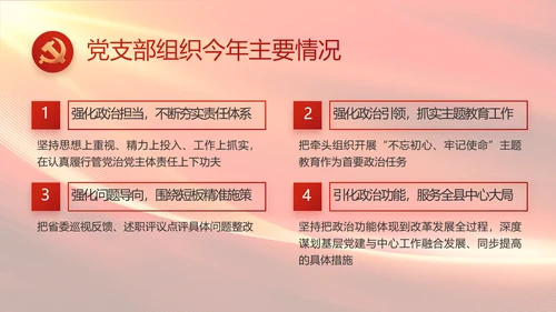 红色大气党建党支部工作述职报告PPT