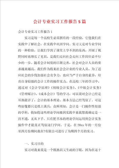 会计专业实习工作报告5篇1