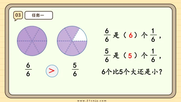 8.4 比较同分母分数的大小 课件(共21张PPT) 人教版 三年级上册数学