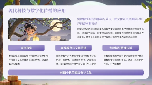 紫色中国风中秋节相关知识科普PPT模板