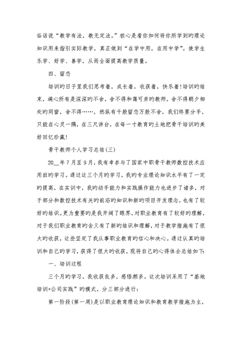 骨干老师个人学习总结2022