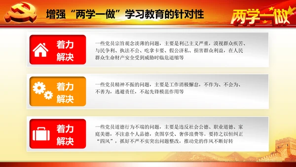 开展落实两学一做学习教育PPT模板