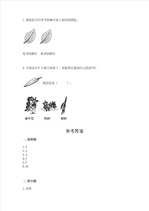 教科版科学一年级上册第一单元植物测试卷精品名师推荐