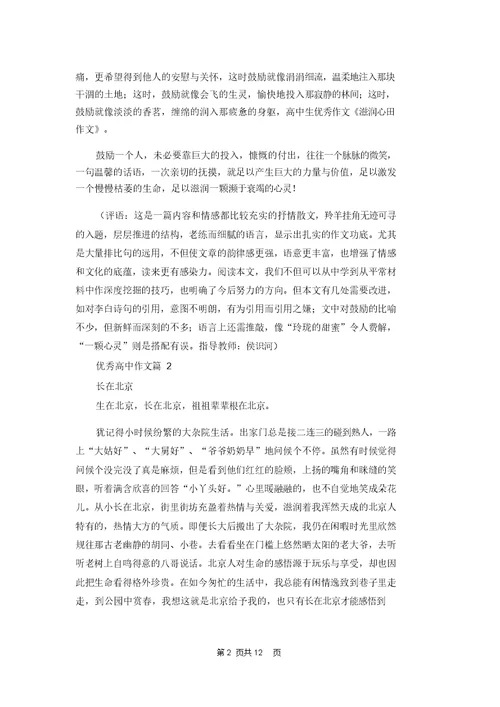 优秀高中作文集合九篇 1