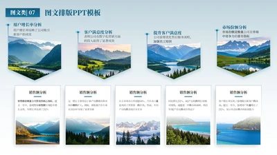 蓝橘色商务风5项图文排版PPT单页
