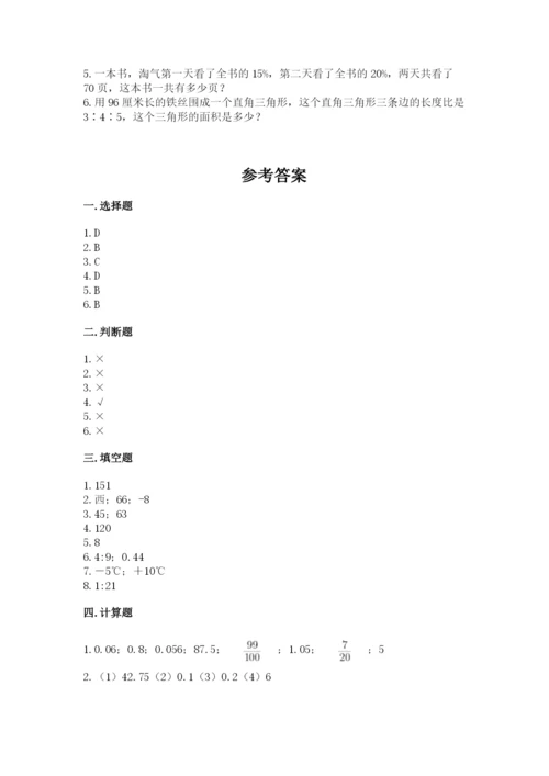 北师大版六年级下册数学期末测试卷及答案（考点梳理）.docx