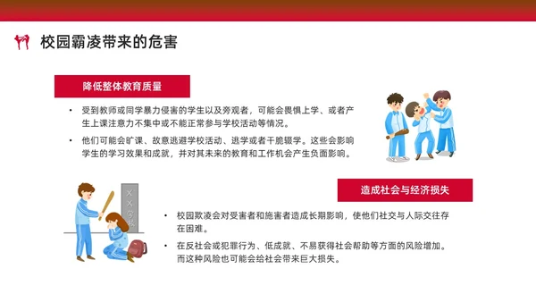 红色水彩简约预防校园欺凌家长会PPT课件