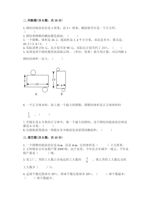 北京版六年级下册数学期中测试卷附完整答案（网校专用）.docx