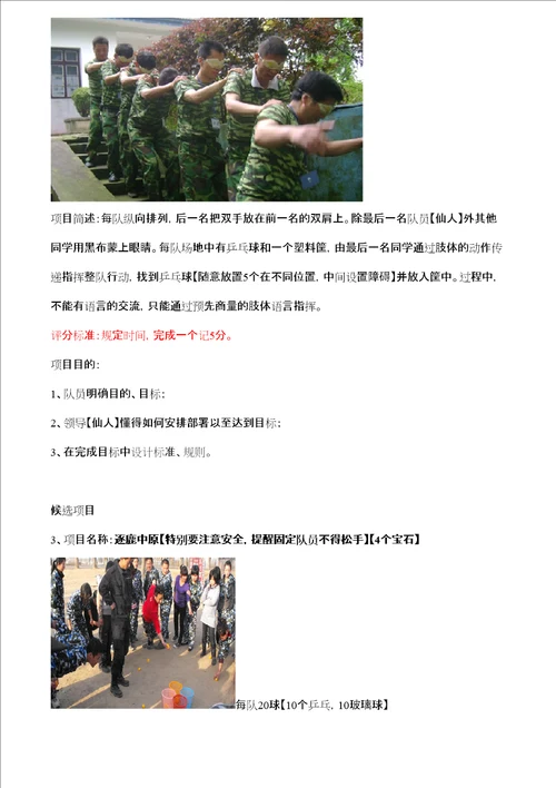 拓展活动训练项目书