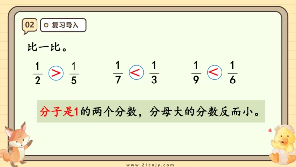 8.4 比较同分母分数的大小 课件(共21张PPT) 人教版 三年级上册数学