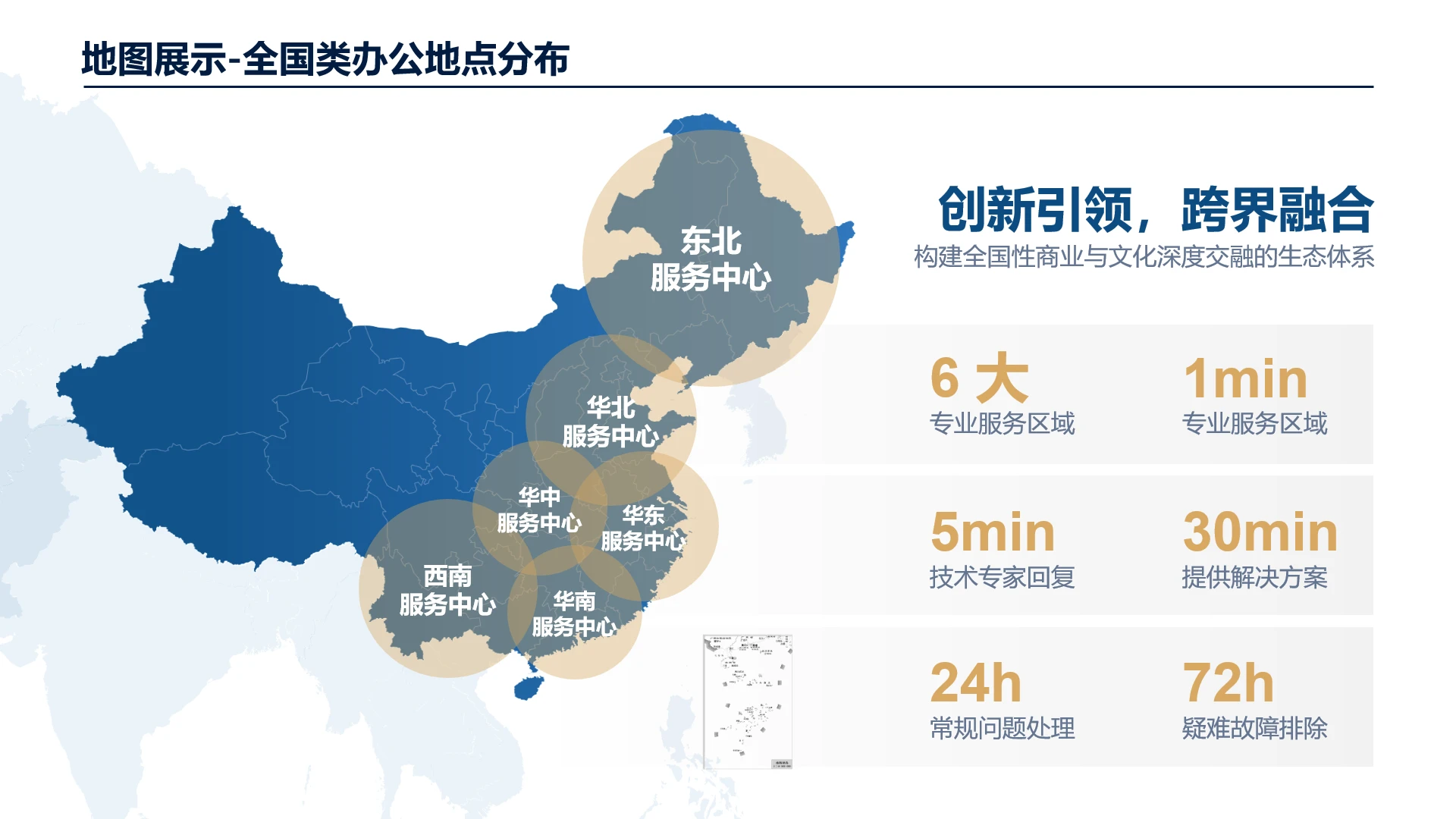 高端大气创意图文排版中国地图全国业务中心分布分公司分布