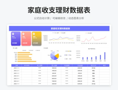 家庭收支理财数据表