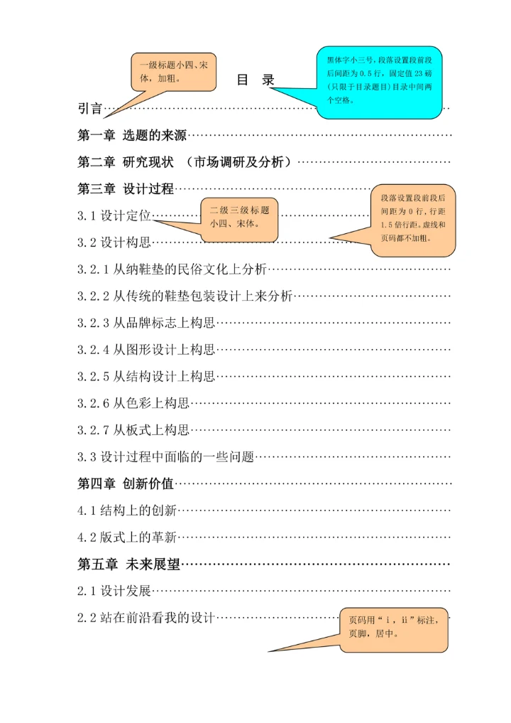 设计毕业论文目录模板