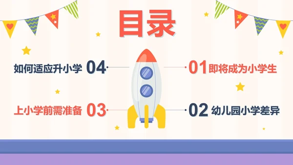 橙色卡通幼小衔接家长会带内容PPT模板